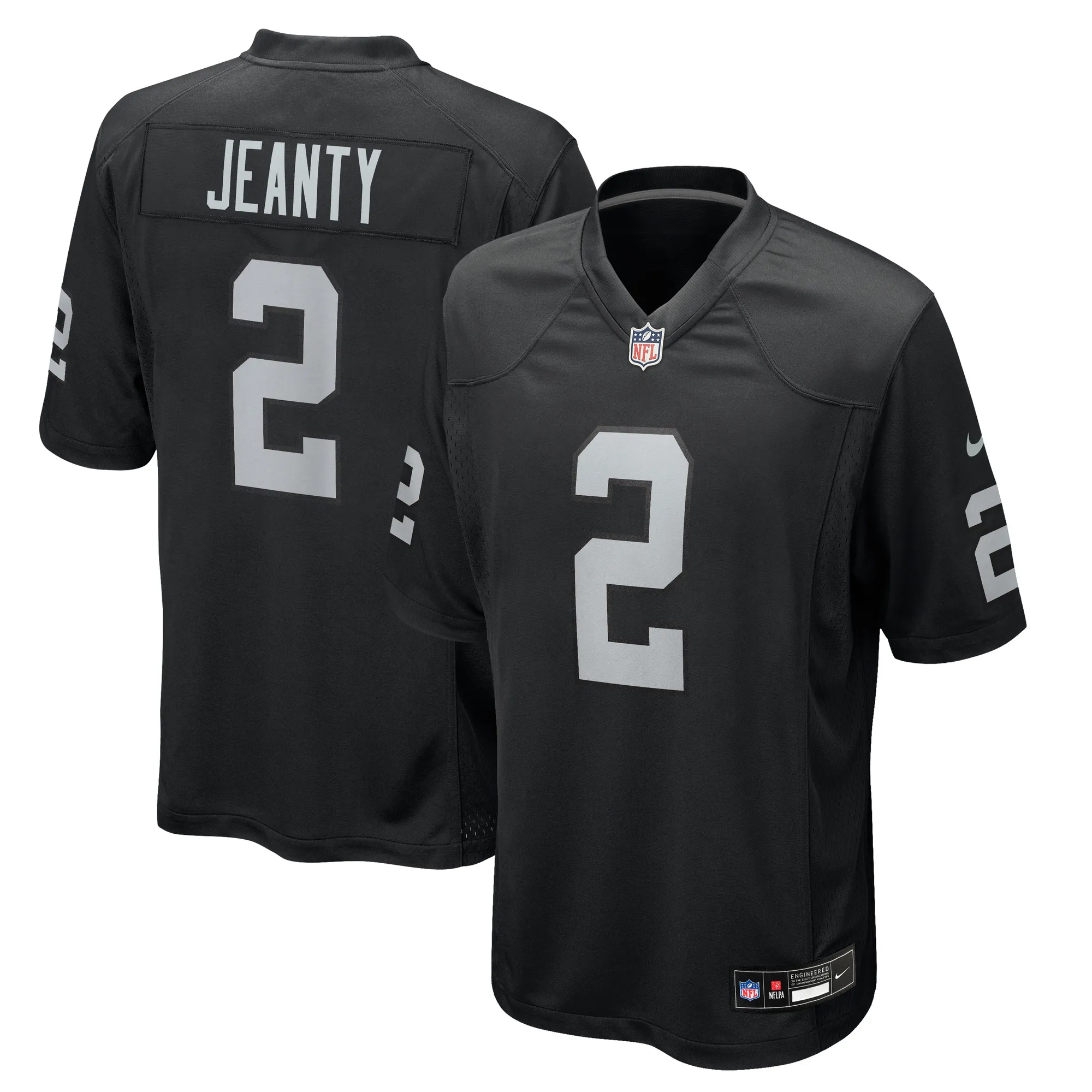 Ashton Jeanty #2 Las Vegas Raiders NFL Football Nike Home Game Trikot Schwarz