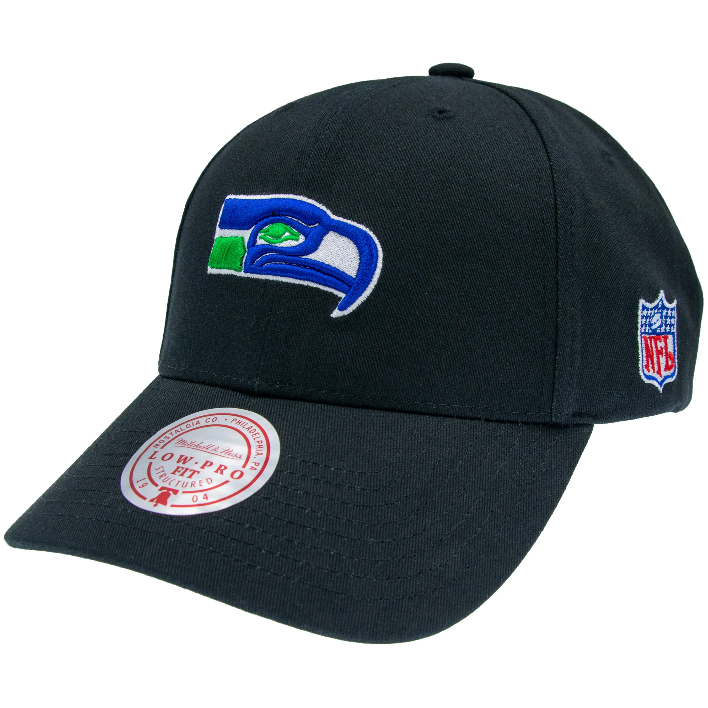 Seattle Seahawks NFL Mitchell & Ness Team Logo Low Pro Snapback Schwarz
