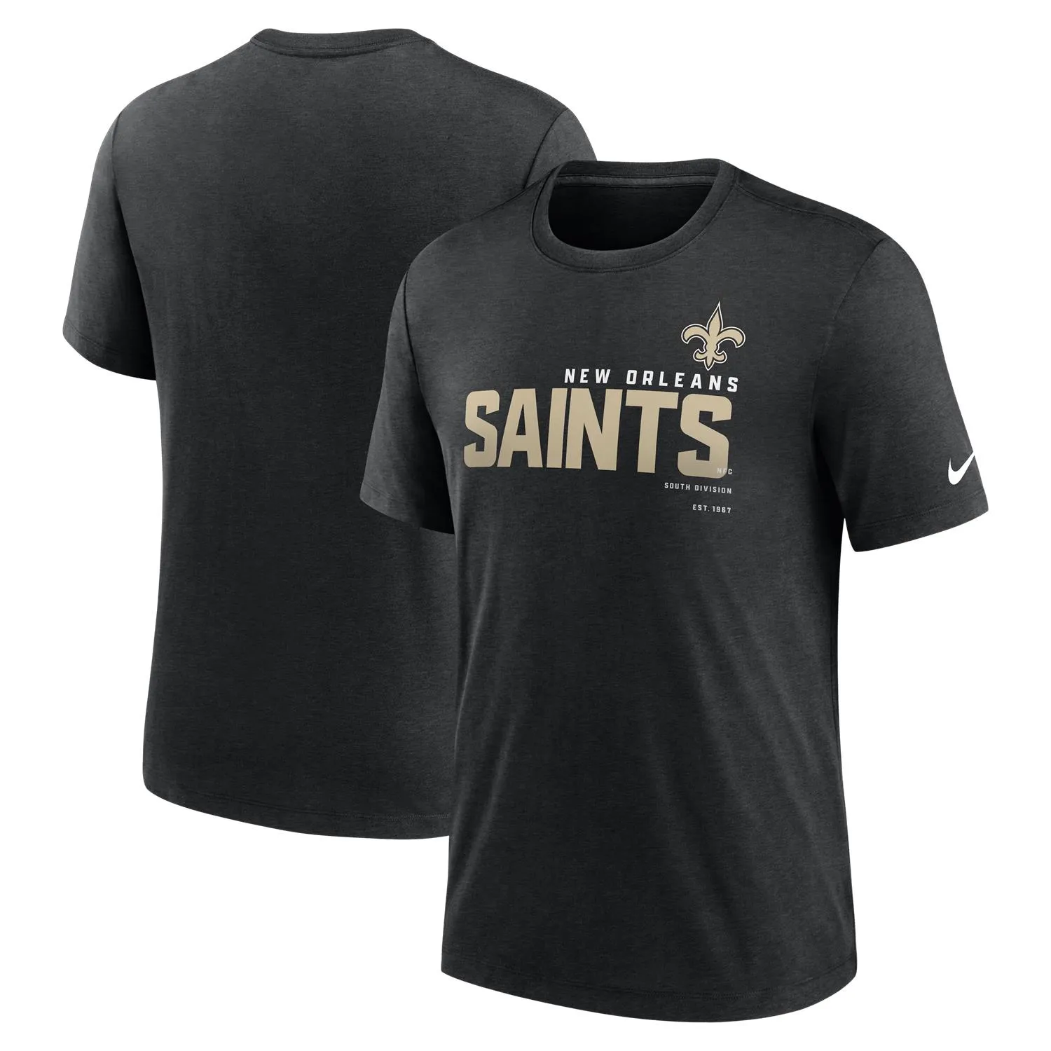 New Orleans Saints NFL Nike Triblend Team Name T-Shirt Schwarz