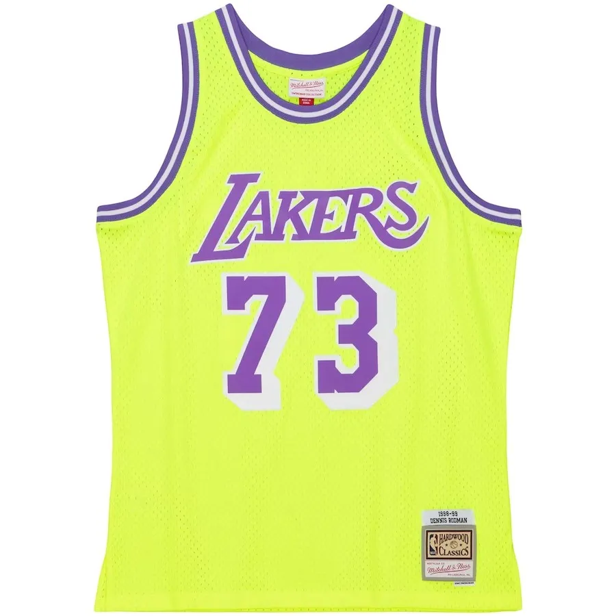 Dennis Rodman #73 Los Angeles Lakers 98 NBA Mitchell & Ness Neon Tropical Swingman Trikot Gelb Dennis Rodman #73 Los Angeles Lakers 98 NBA Mitchell & Ness Neon Tropical Swingman Trikot Gelb