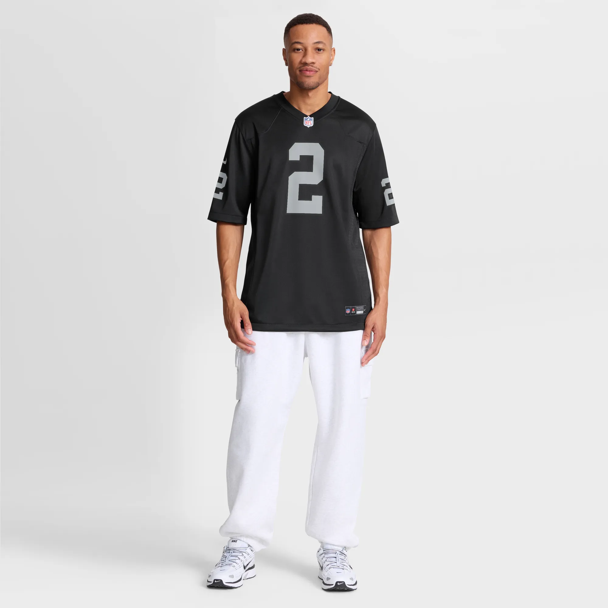 Ashton Jeanty #2 Las Vegas Raiders NFL Football Nike Home Game Trikot Schwarz