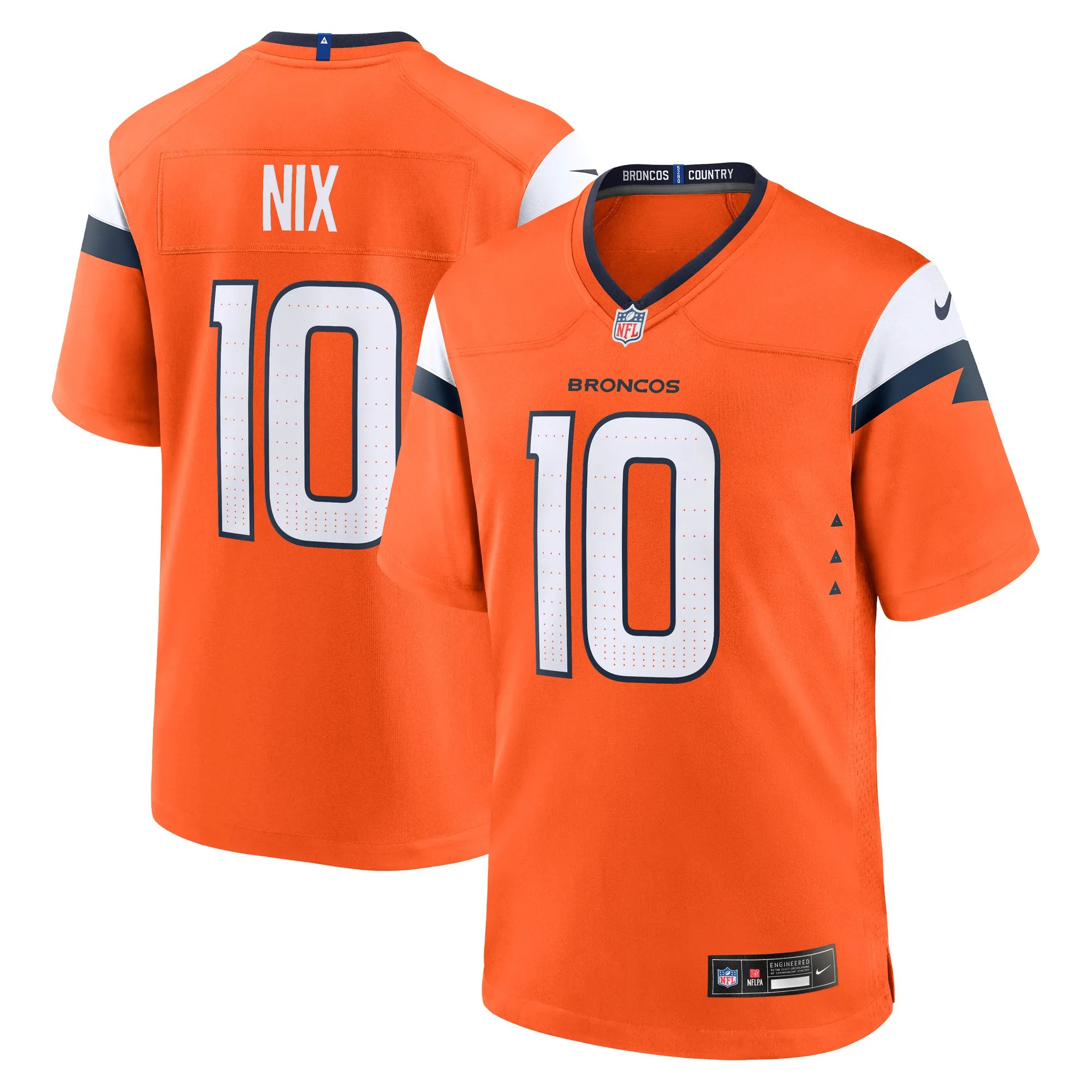 Bo Nix #10 Denver Broncos NFL Football Nike Home Game Trikot Orange