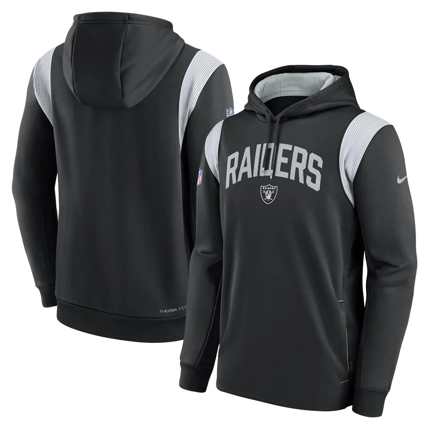 Las Vegas Raiders NFL Nike On-Field Sideline 2022 Therma-FIT Hoodie Schwarz
