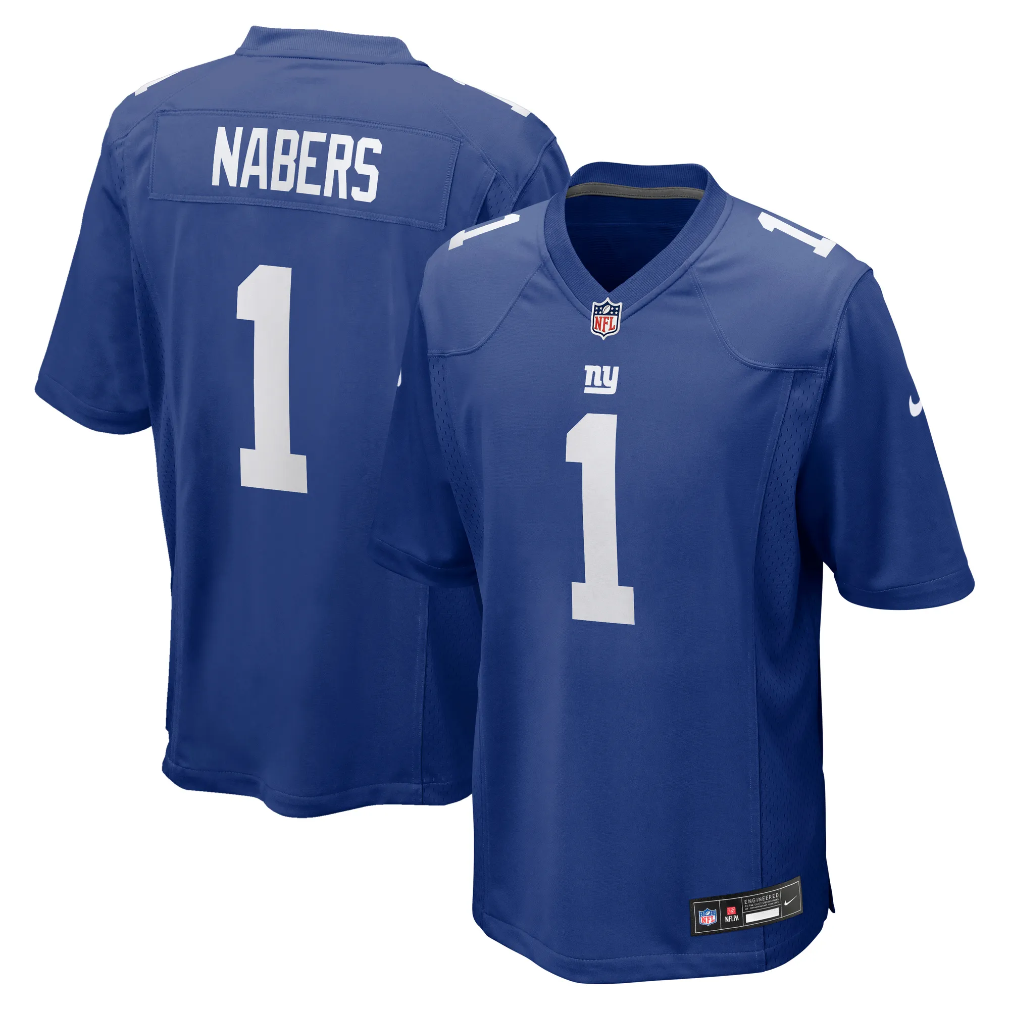 Malik Nabers #1 New York Giants NFL Football Nike Home Game Trikot Blau