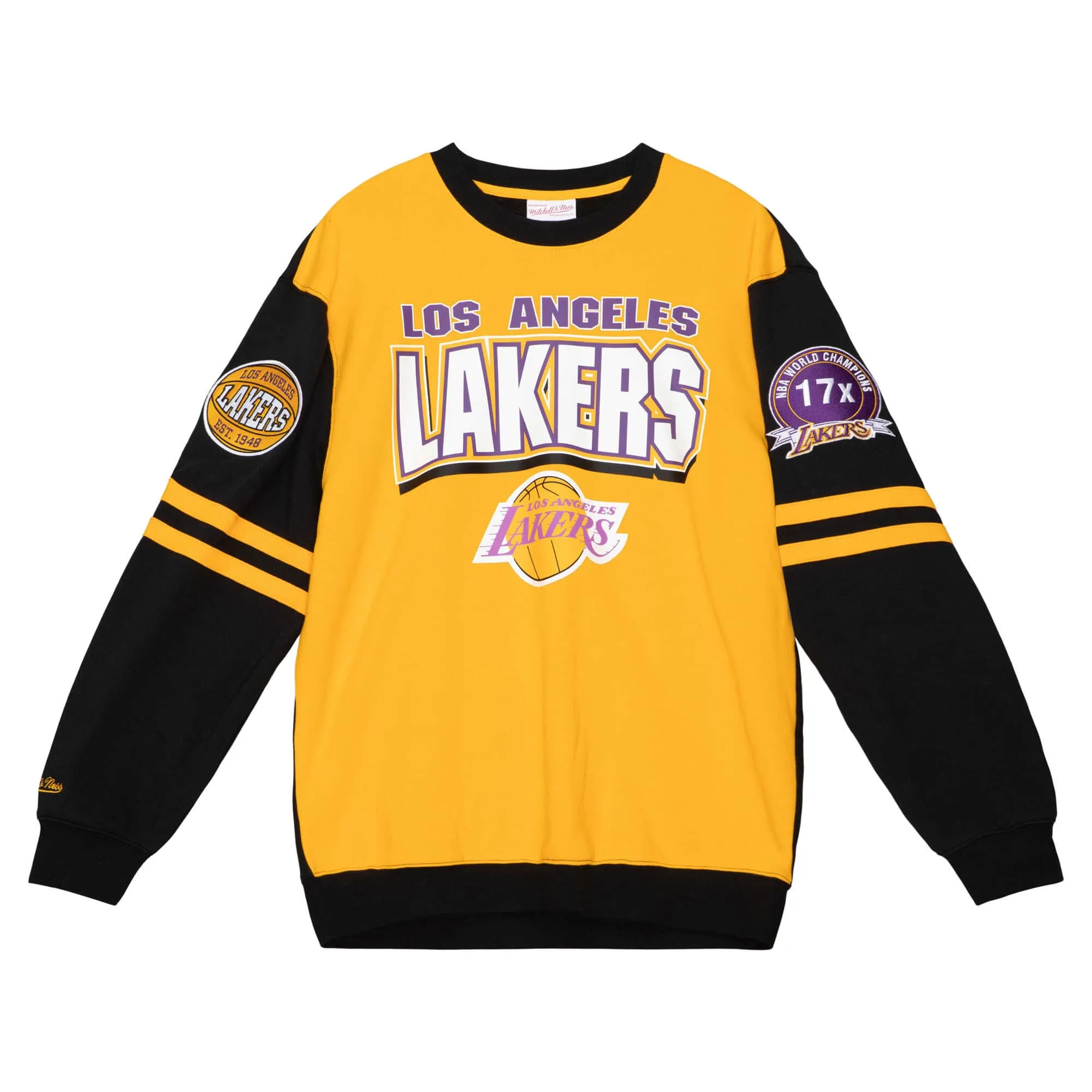 Los Angeles Lakers NBA Mitchell & Ness All Over Crew 2.0 Sweatshirt Los Angeles Lakers NBA Mitchell & Ness All Over Crew 2.0 Sweatshirt