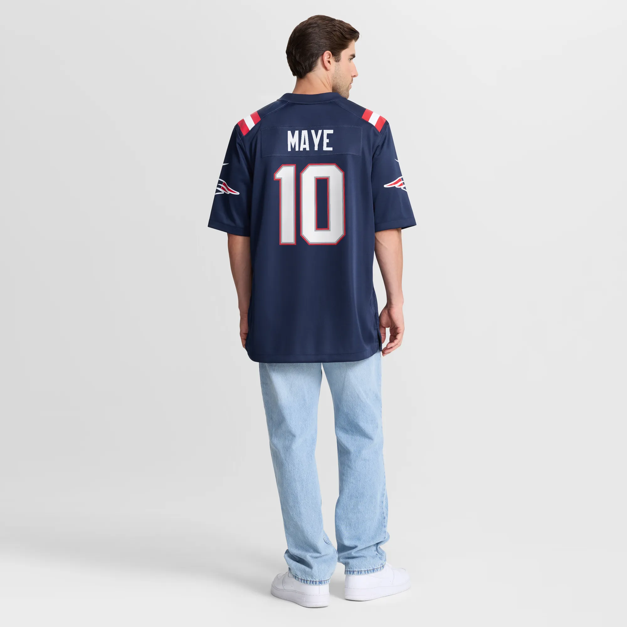 Drake Maye #10 New England Patriots NFL Football Nike Home Game Trikot Navy