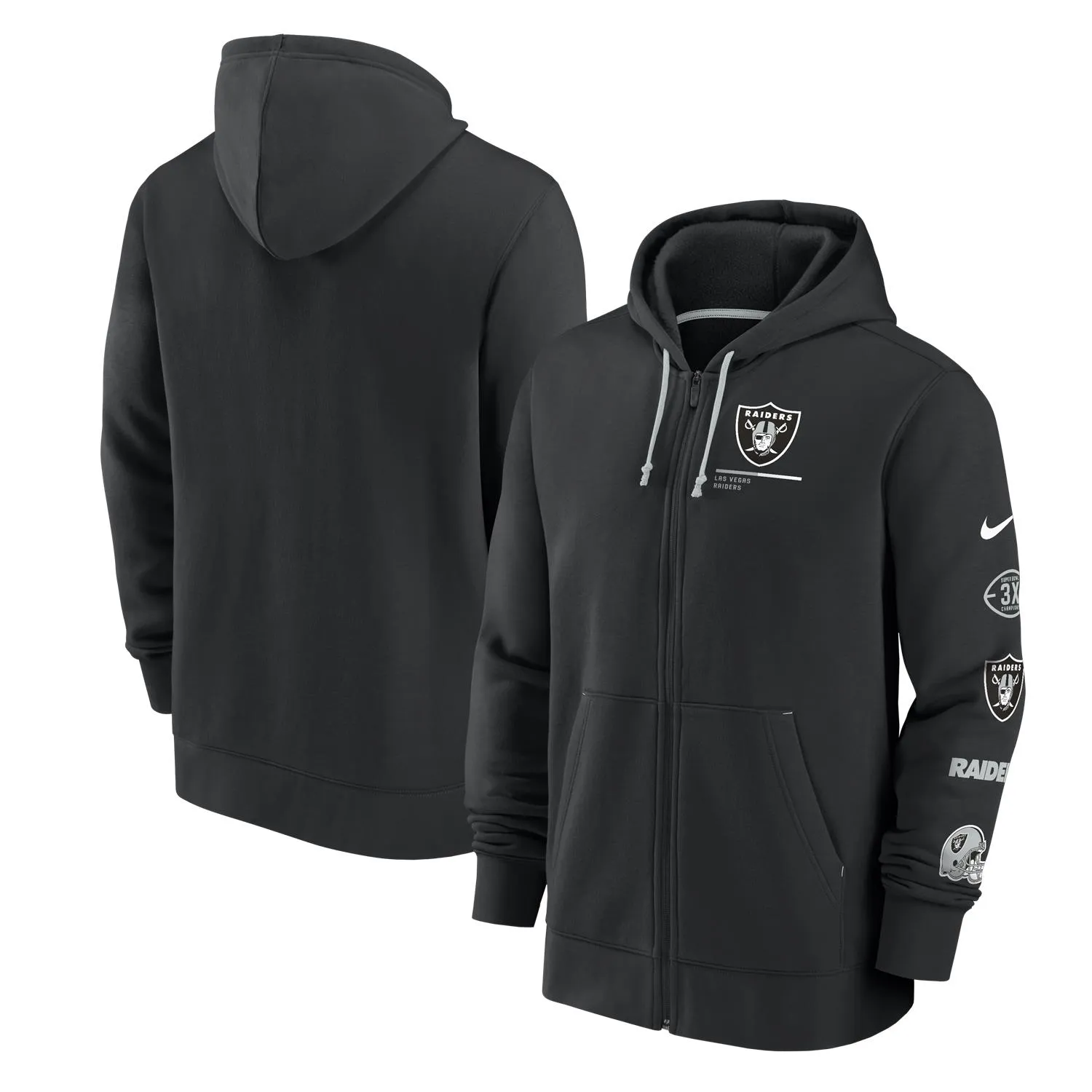 Las Vegas Raiders NFL Nike Legacy Full Zip Hoodie Schwarz