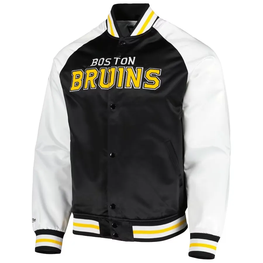 Boston Bruins NHL Mitchell & Ness Primetime Light Weight Satin Jacke Schwarz