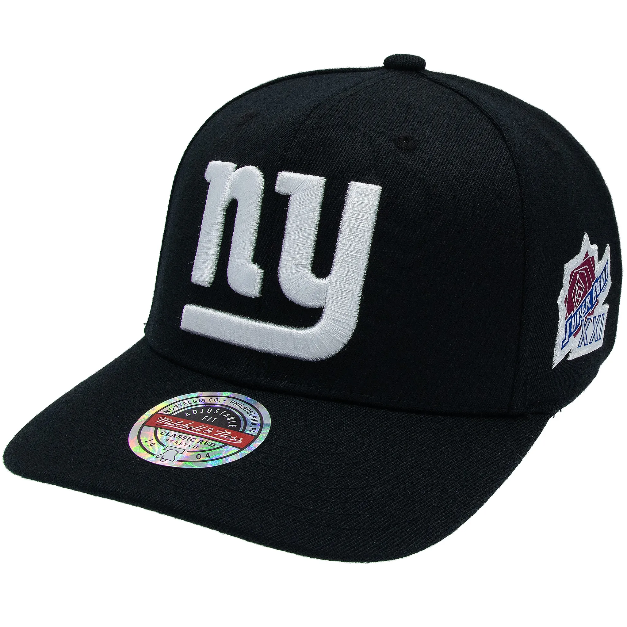 New York Giants NFL Mitchell & Ness Black Out Classic Red Snapback