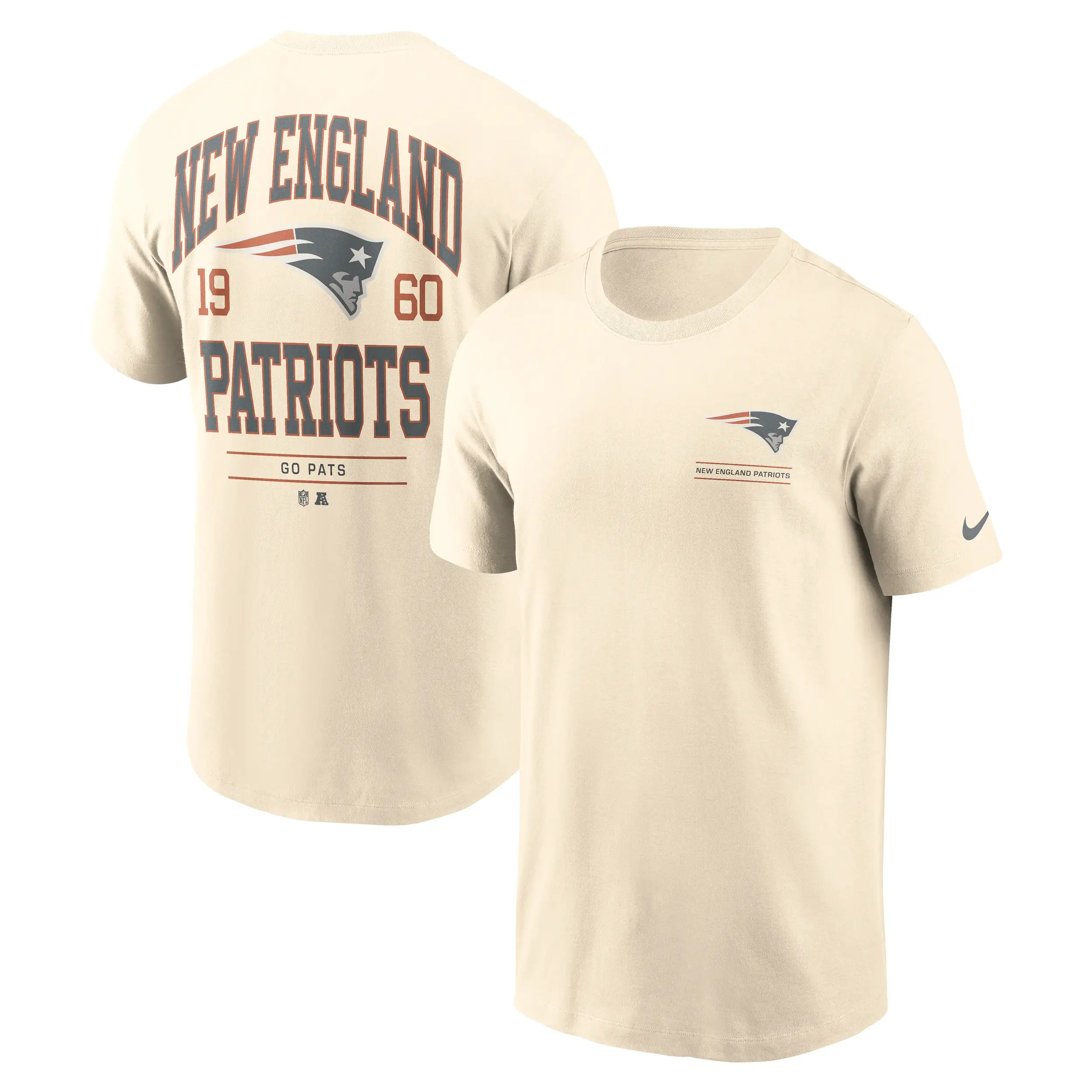 New England Patriots NFL Nike Freestyle Club Crew T-Shirt Cremeweiß