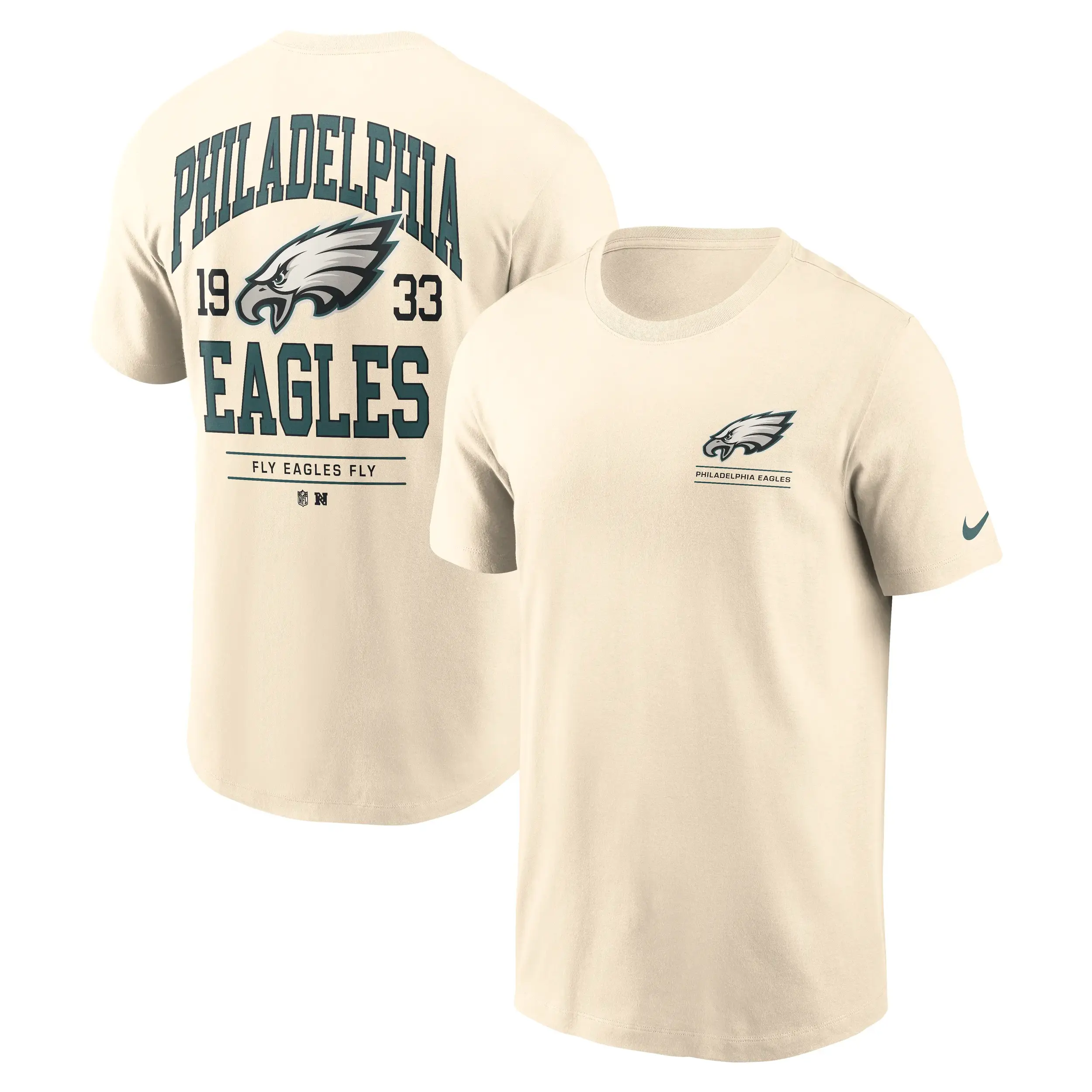 Philadelphia Eagles NFL Nike Freestyle Club Crew T-Shirt Cremeweiß