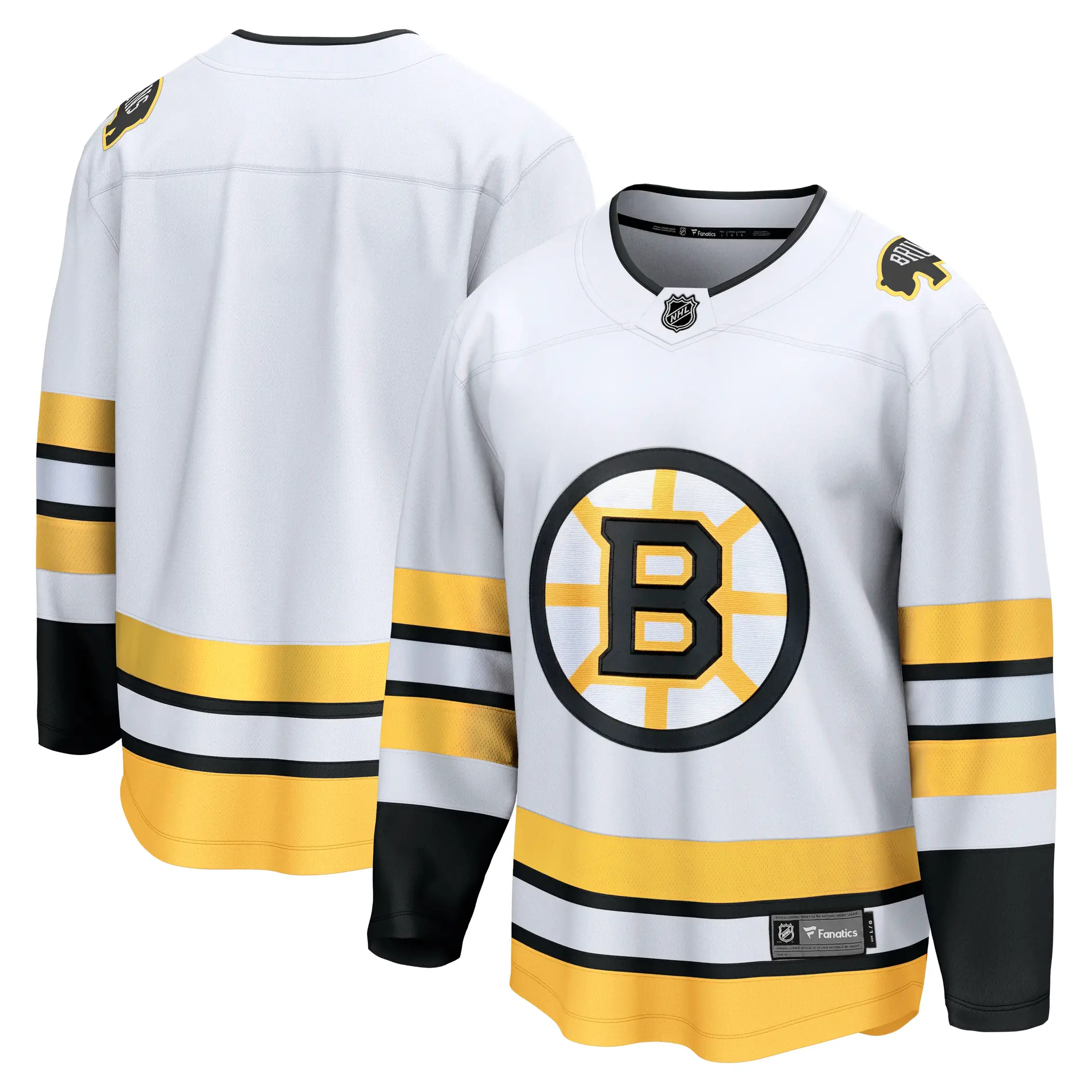 Boston Bruins NHL Eishockey Fanatics Breakaway Trikot Away Weiß