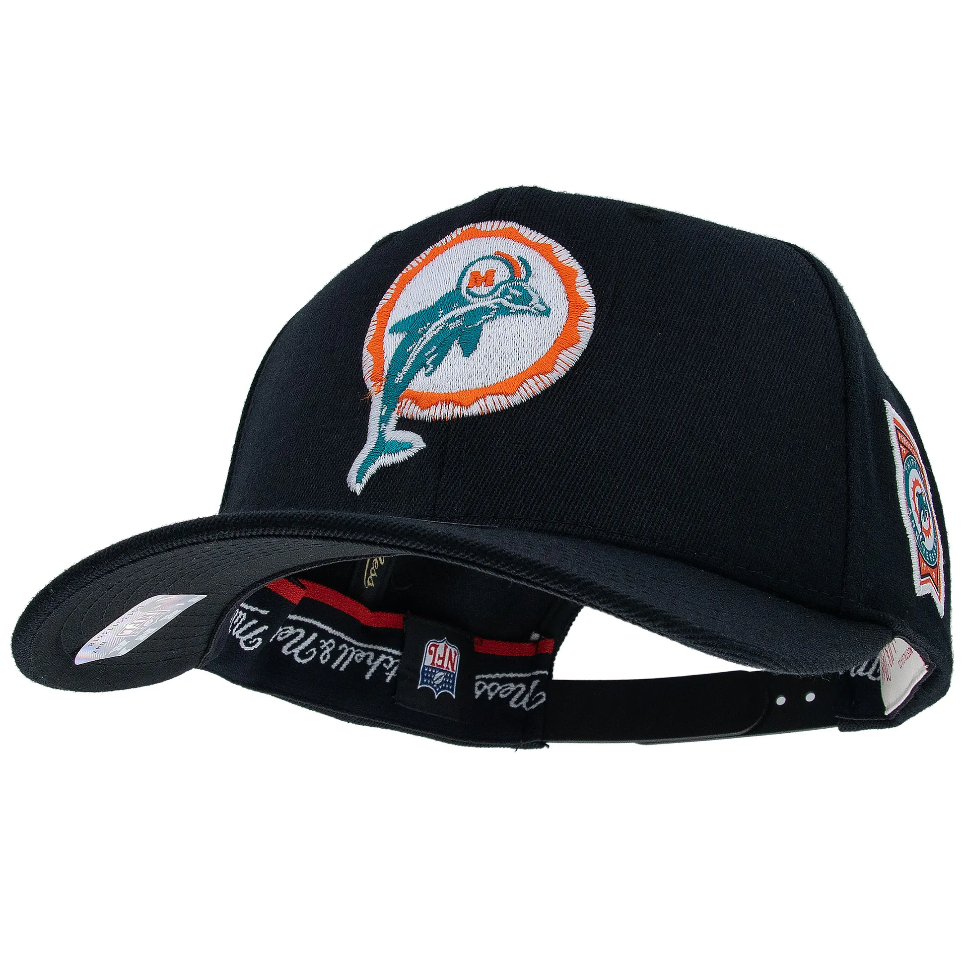 Miami Dolphins NFL Mitchell & Ness Black Out Classic Red Snapback