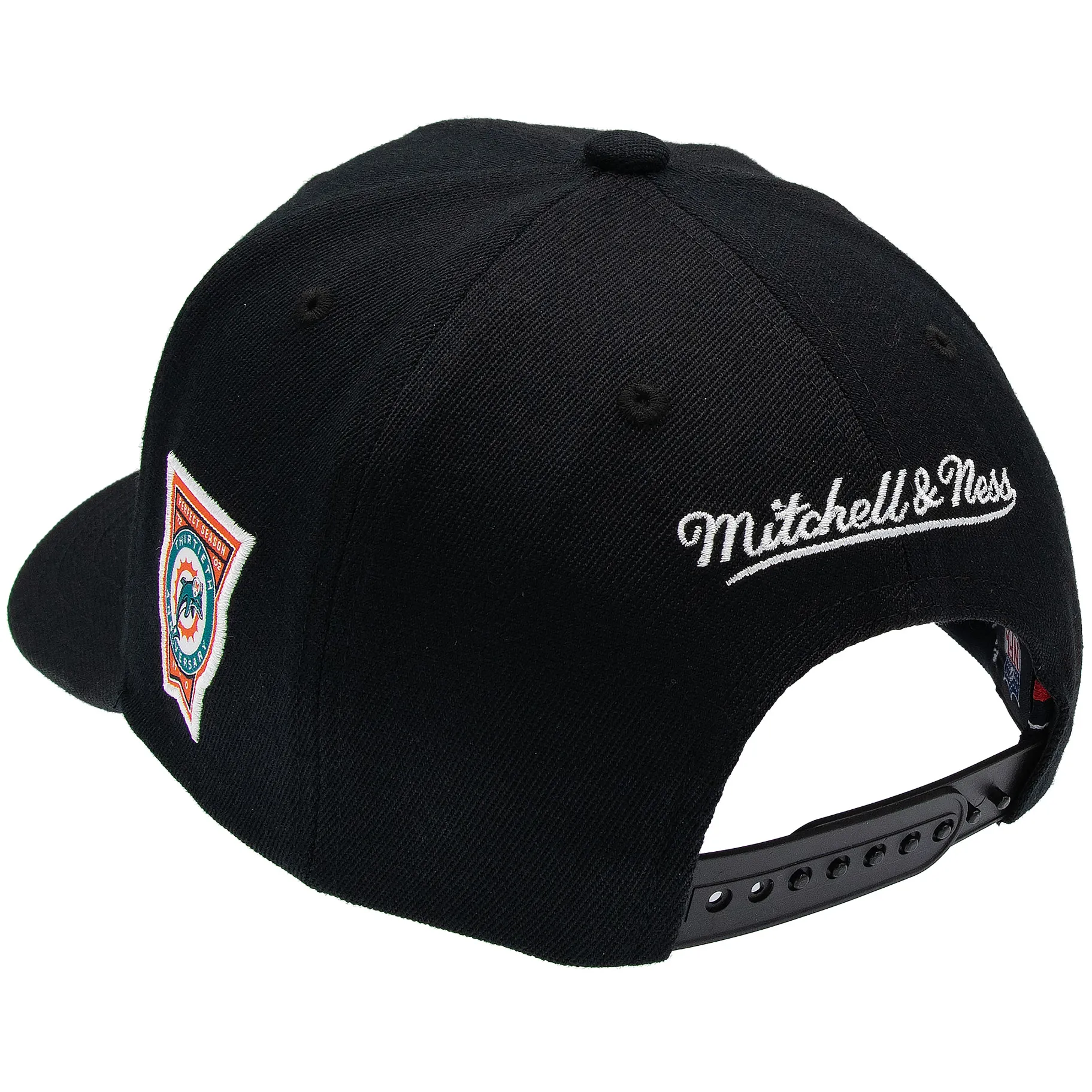 Miami Dolphins NFL Mitchell & Ness Black Out Classic Red Snapback