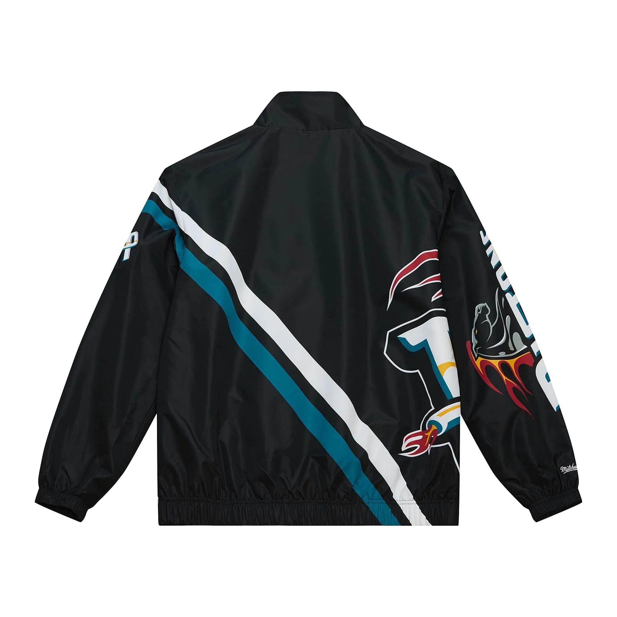 Detroit Pistons NBA Mitchell & Ness Exploded Logo Warm Up Jacke Schwarz