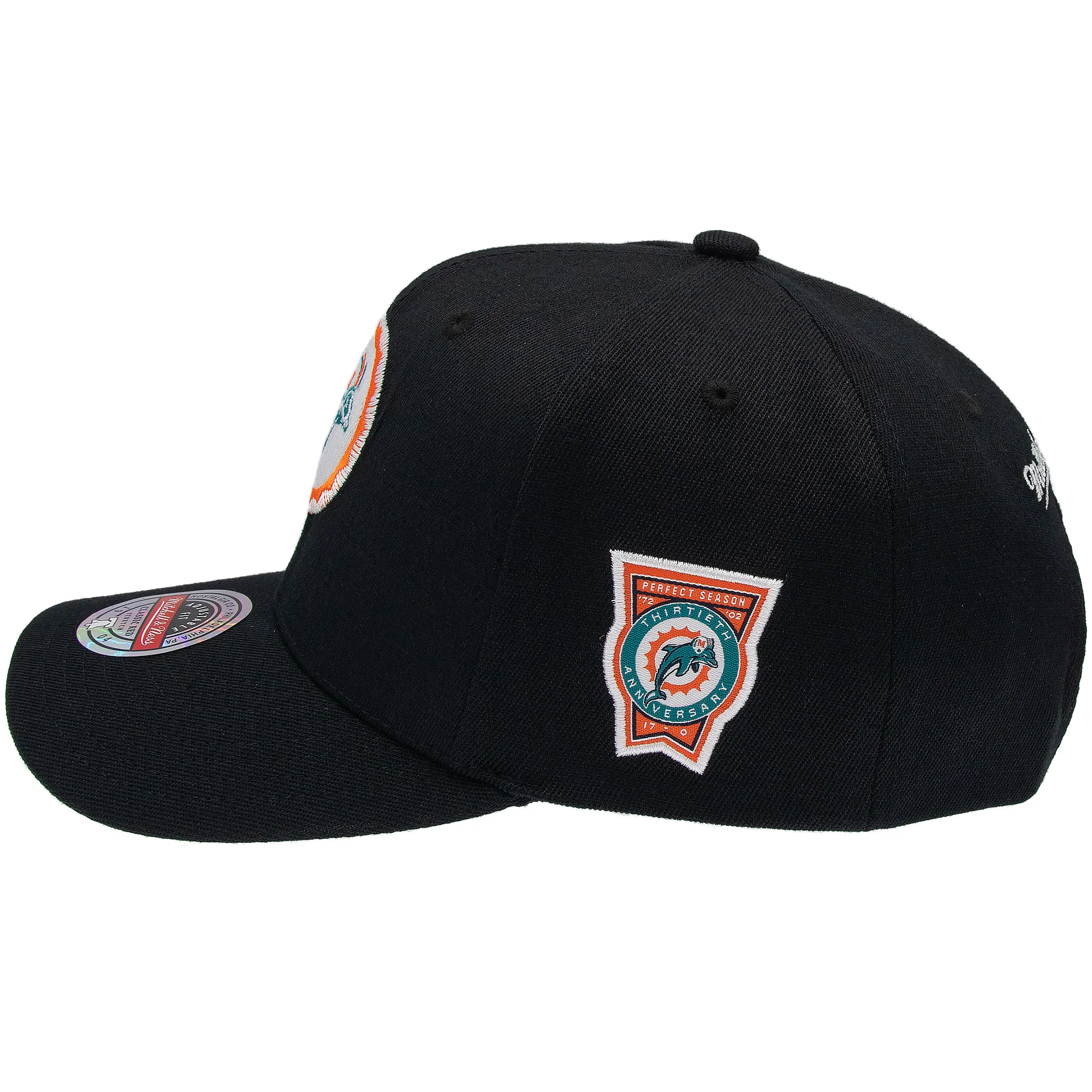 Miami Dolphins NFL Mitchell & Ness Black Out Classic Red Snapback