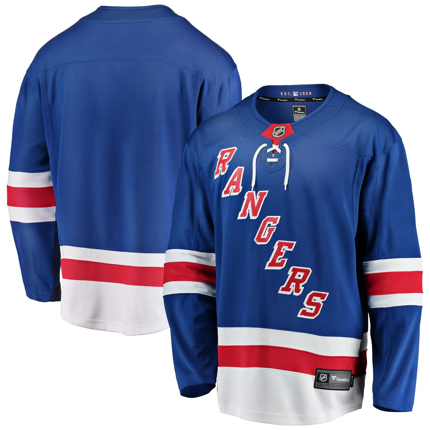 New York Rangers NHL Eishockey Fanatics Breakaway Trikot Home Blau