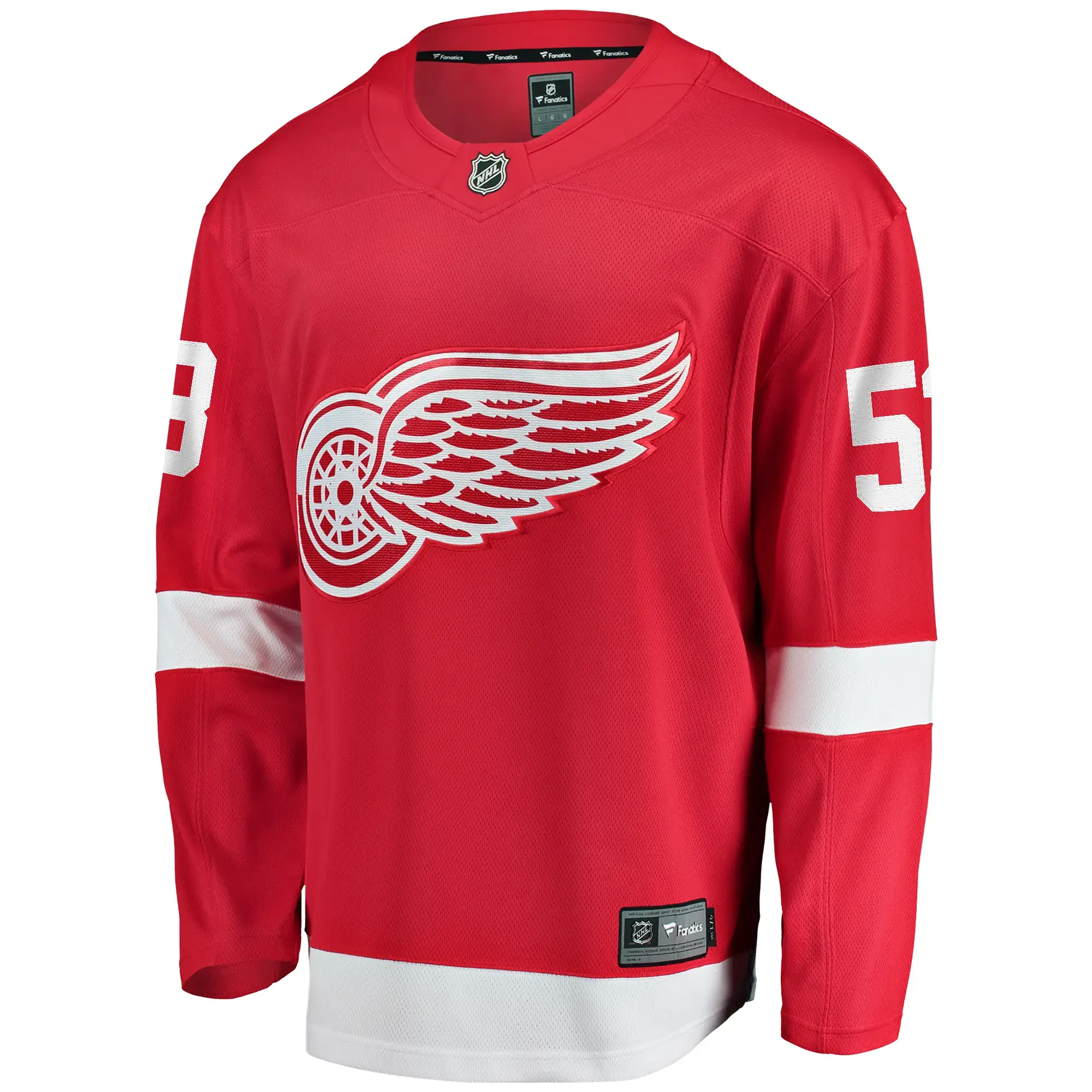Moritz Seider #53 Detroit Red Wings NHL Eishockey Fanatics Breakaway Trikot Home Rot