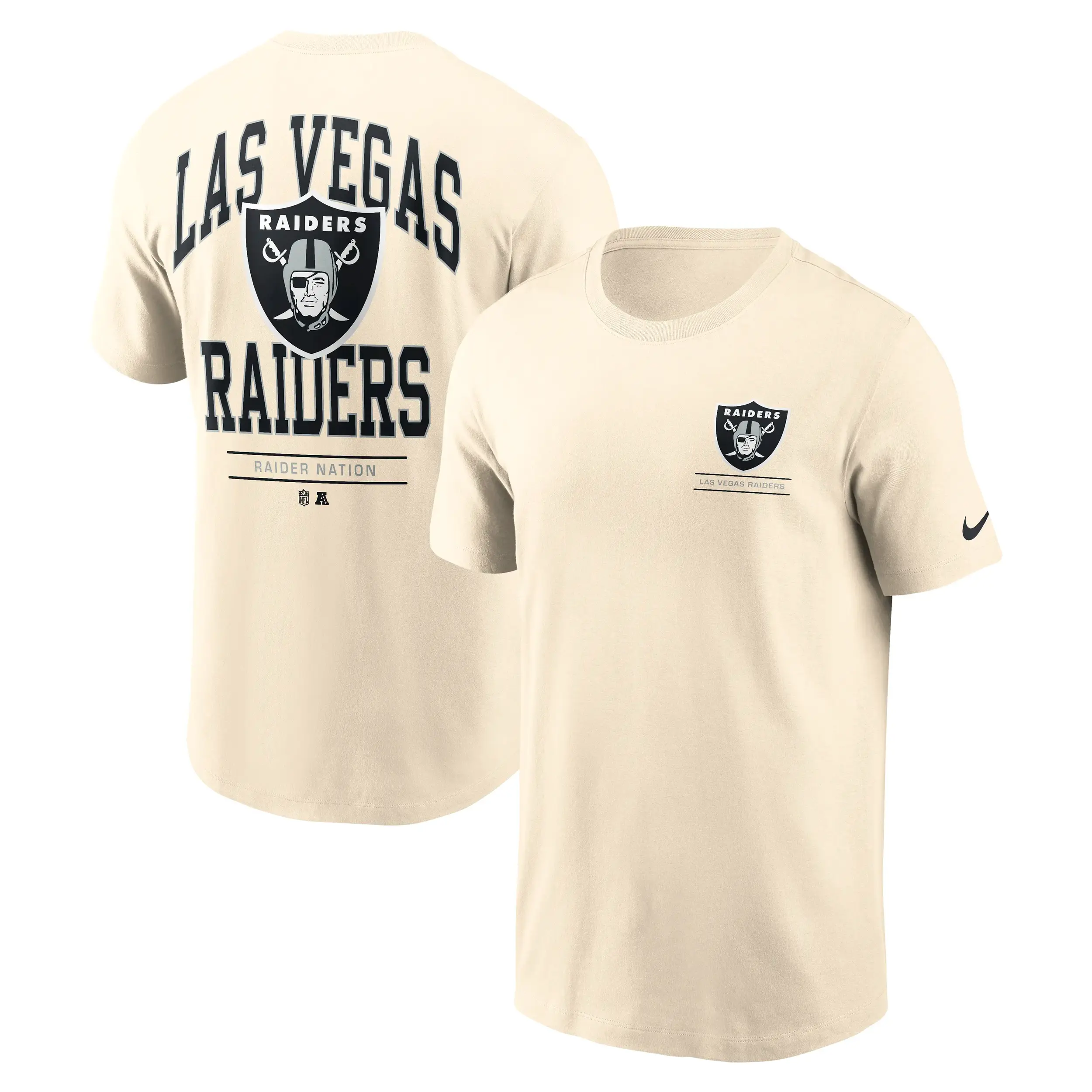Las Vegas Raiders NFL Nike Freestyle Club Crew T-Shirt Cremeweiß