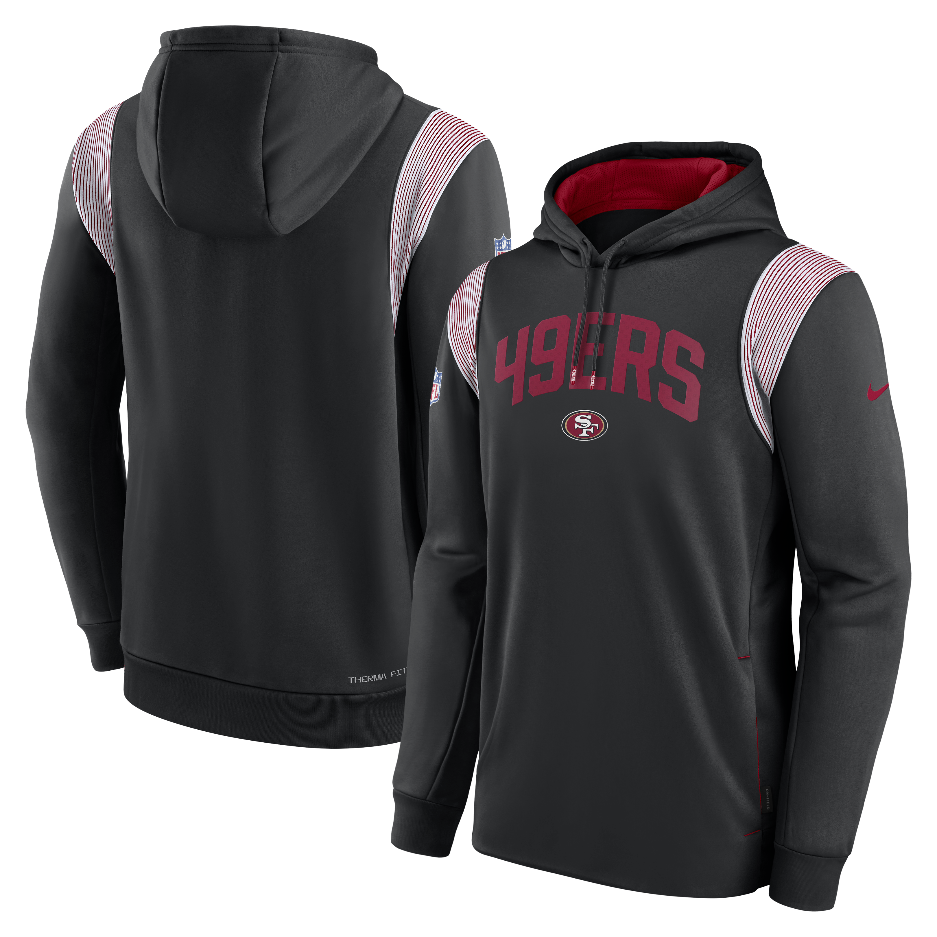 San Francisco 49ers NFL Nike On-Field Sideline 2022 Therma-FIT Hoodie Schwarz