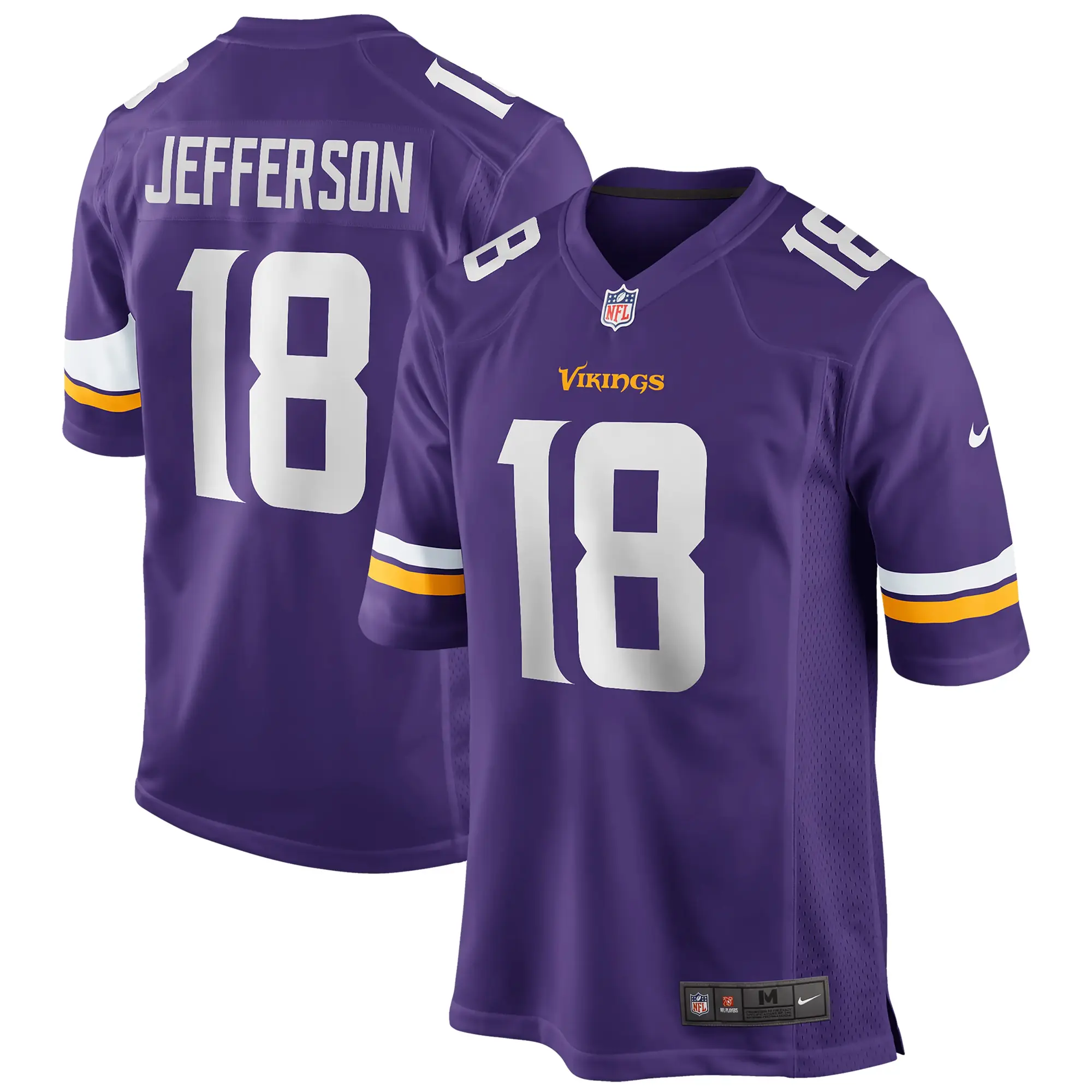 Justin Jefferson #18 Minnesota Vikings NFL Football Nike Home Game Trikot Lila