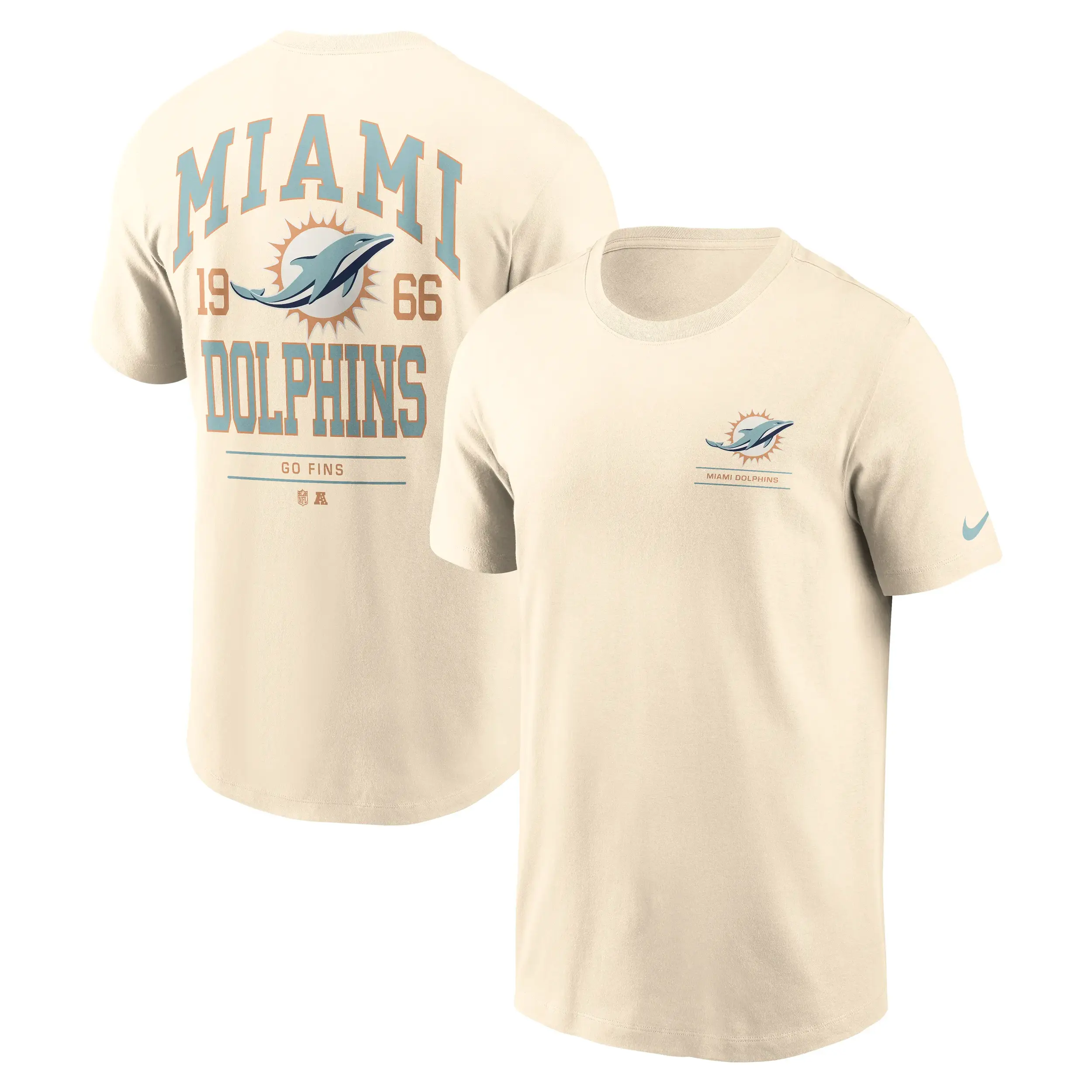 Miami Dolphins NFL Nike Freestyle Club Crew T-Shirt Cremeweiß