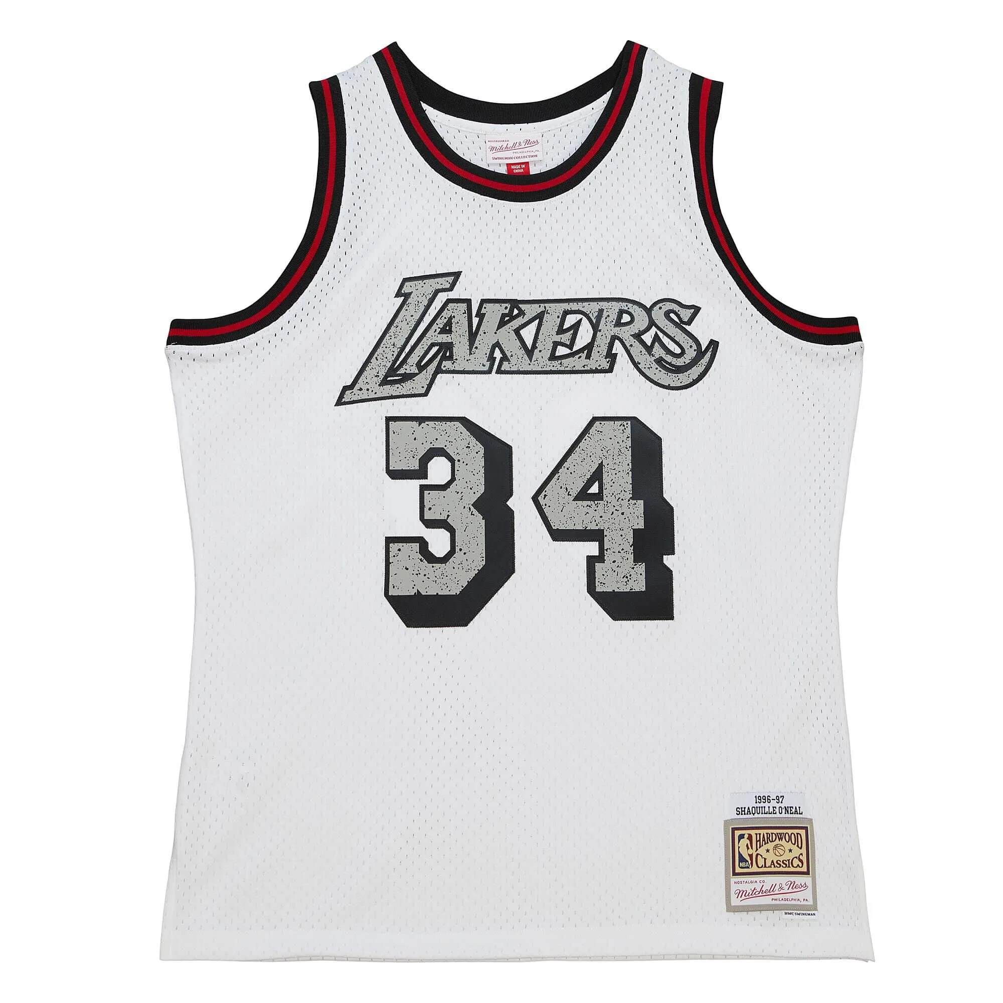 Shaquile O'Neal #34 Los Angeles Lakers 96 NBA Mitchell & Ness Cracked Cement Swingman Trikot Weiß Shaquile O'Neal #34 Los Angeles Lakers 96 NBA Mitchell & Ness Cracked Cement Swingman Trikot Weiß