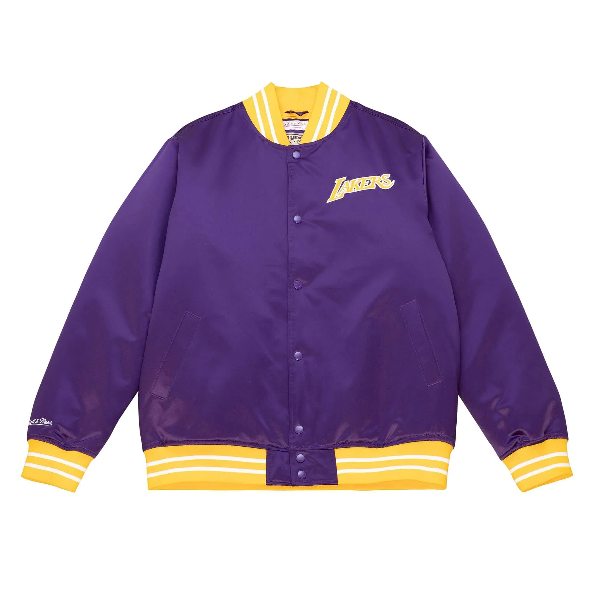 Los Angeles Lakers NBA Mitchell & Ness Heavyweight Satin Jacke Lila Los Angeles Lakers NBA Mitchell & Ness Heavyweight Satin Jacke Lila