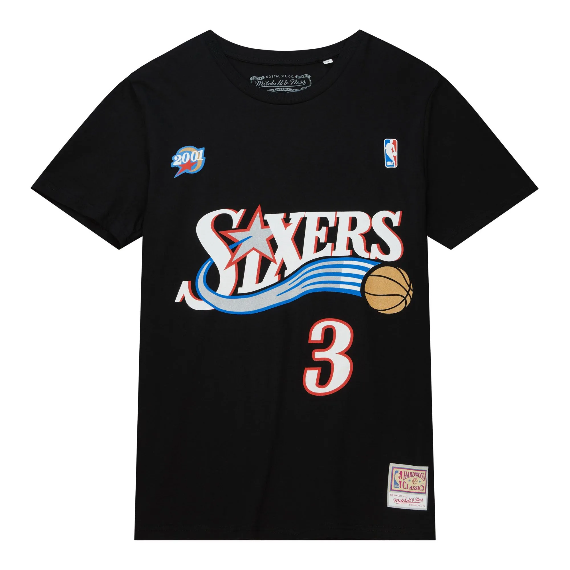 Allen Iverson #3 Philadelphia 76ers Name & Number T-Shirt Schwarz