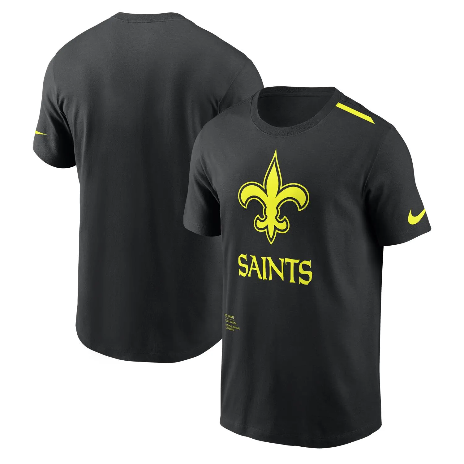 New Orleans Saints NFL Nike Volt Dri-Fit T-Shirt Schwarz