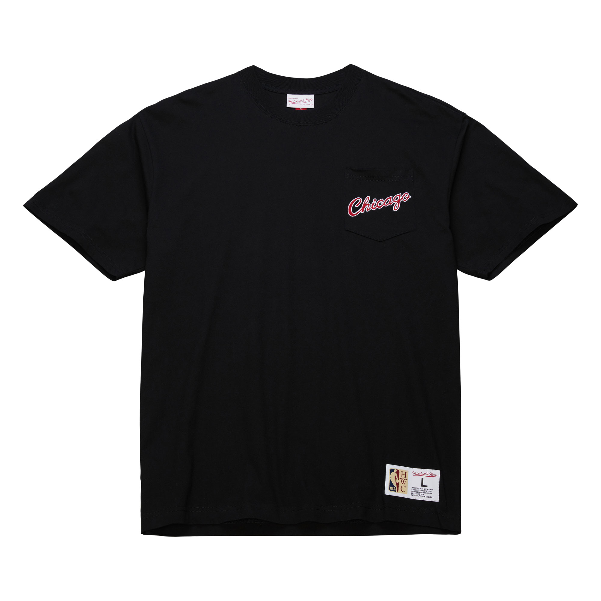Chicago Bulls NBA Mitchell & Ness Double Hit Vintage Logo Pocket T-Shirt Chicago Bulls NBA Mitchell & Ness Double Hit Vintage Logo Pocket T-Shirt