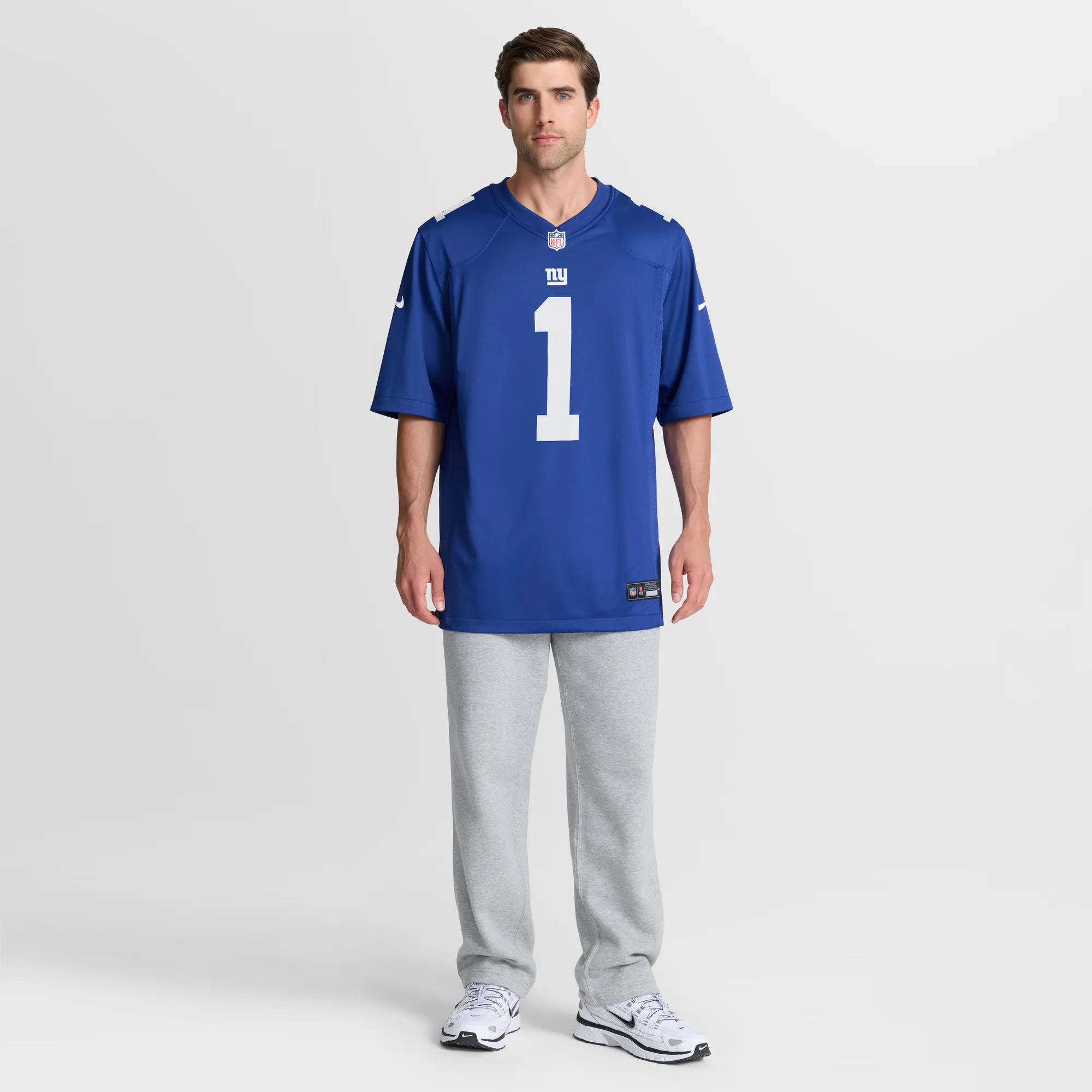 Malik Nabers #1 New York Giants NFL Football Nike Home Game Trikot Blau