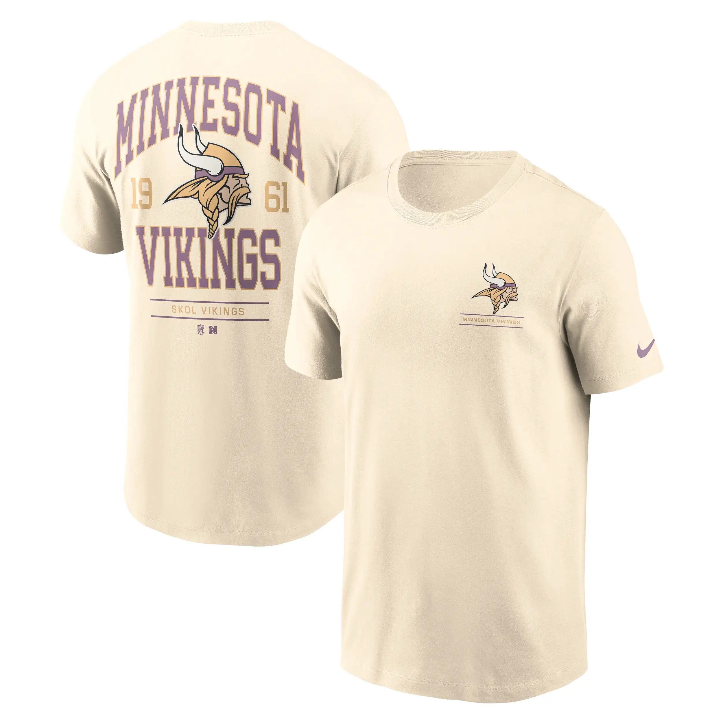 Minnesota Vikings NFL Nike Freestyle Club Crew T-Shirt Cremeweiß