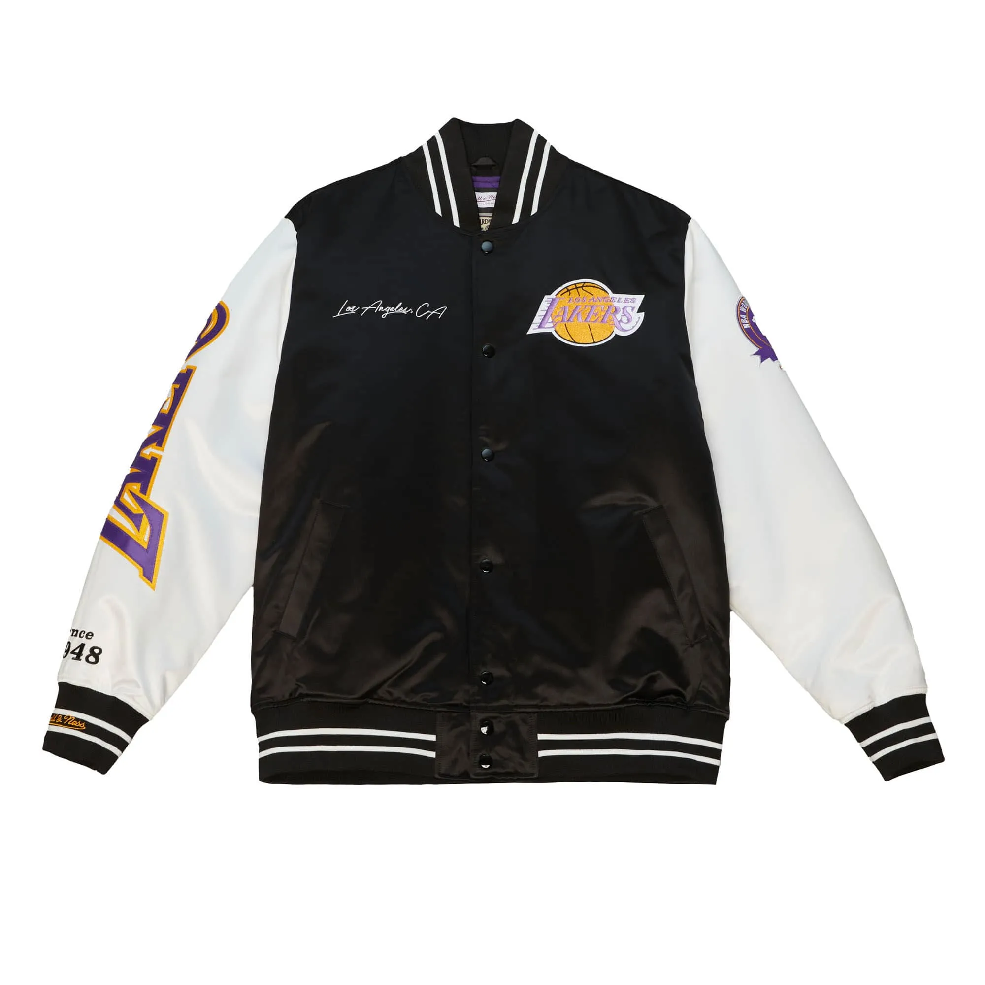 Los Angeles Lakers NBA Mitchell & Ness Team Origins Varsity Satin Jacke Los Angeles Lakers NBA Mitchell & Ness Team Origins Varsity Satin Jacke