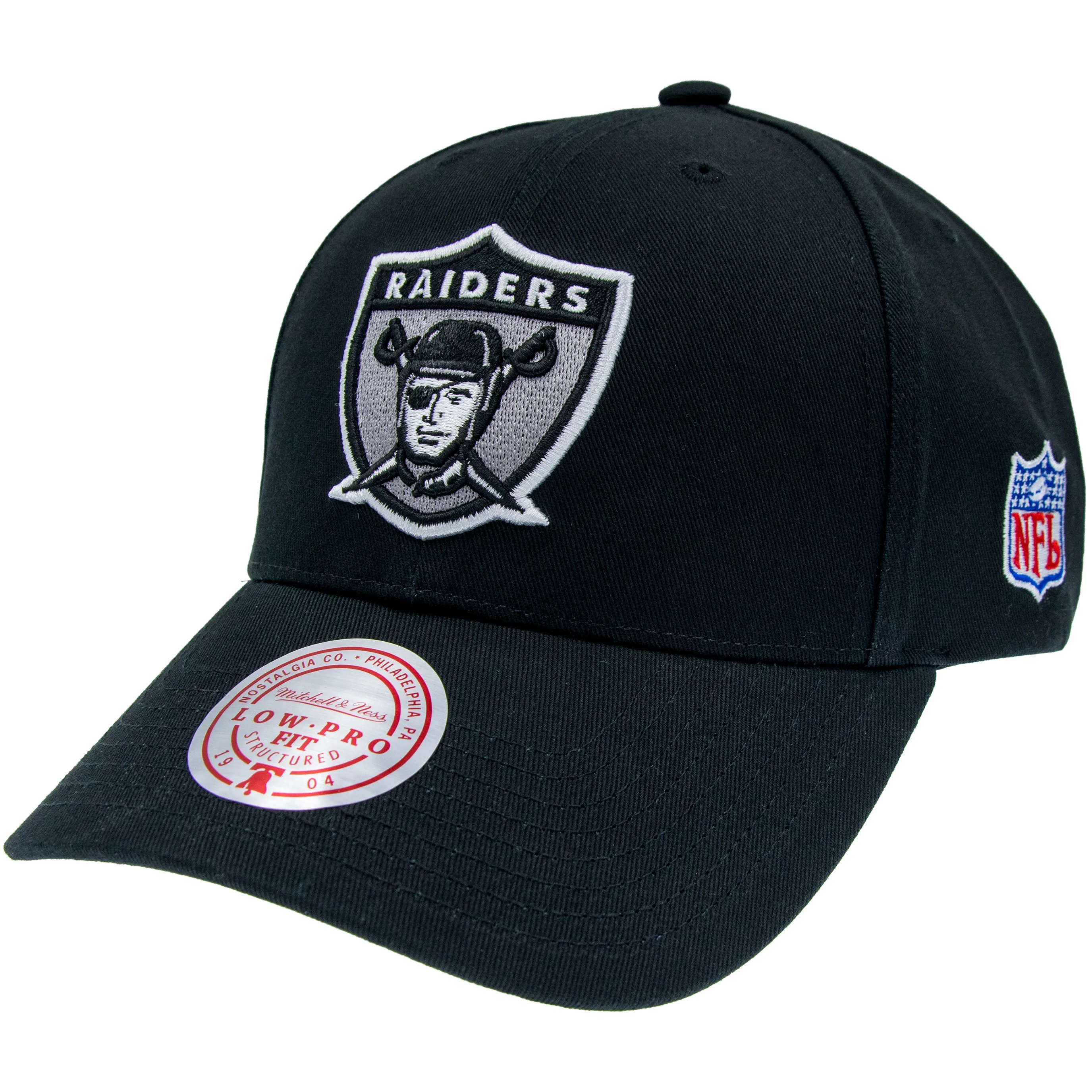 Las Vegas Raiders NFL Mitchell & Ness Team Logo Low Pro Snapback Schwarz