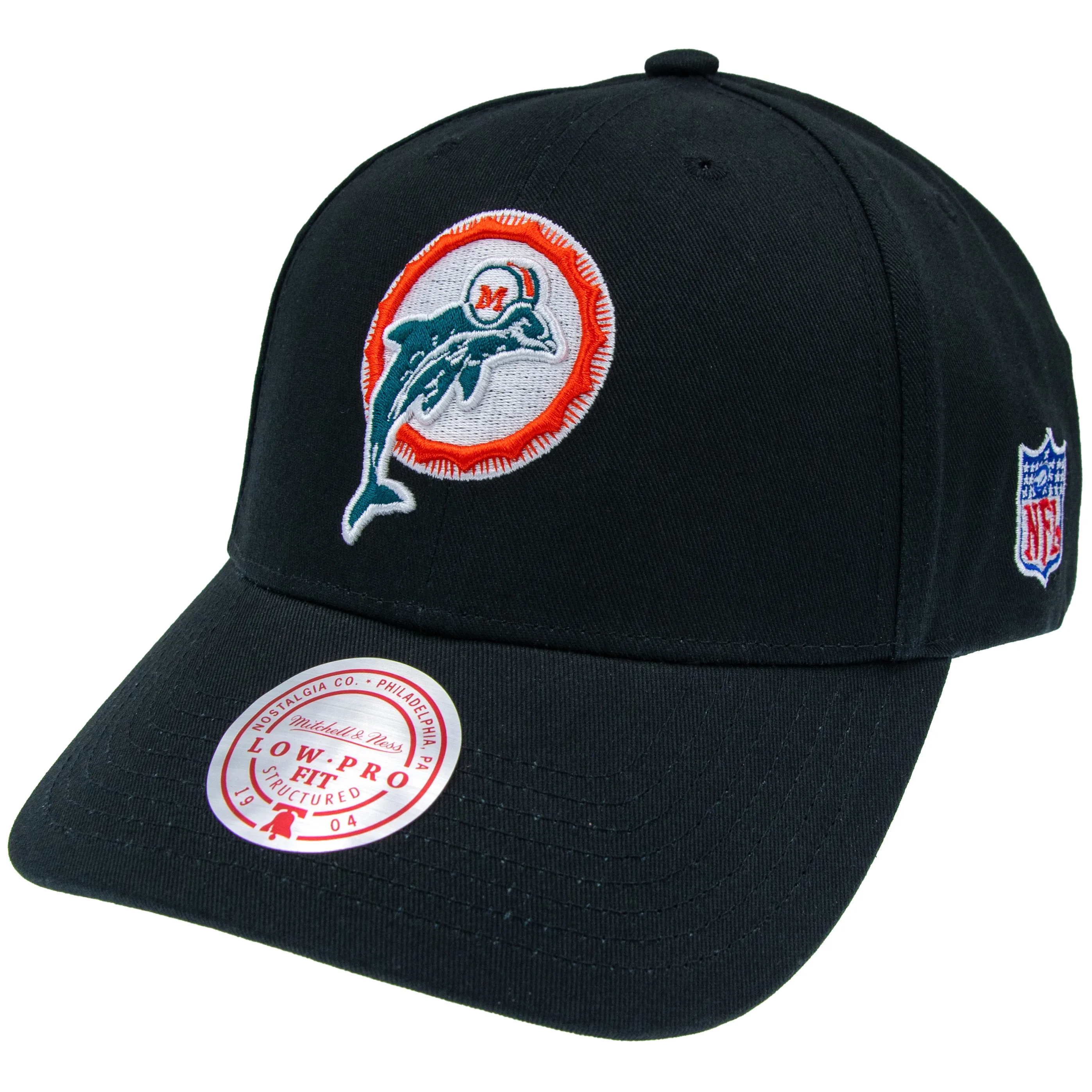 Miami Dolphins NFL Mitchell & Ness Team Logo Low Pro Snapback Schwarz