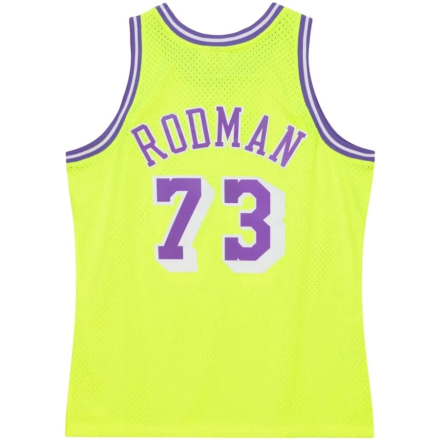 Dennis Rodman #73 Los Angeles Lakers 98 NBA Mitchell & Ness Neon Tropical Swingman Trikot Gelb Dennis Rodman #73 Los Angeles Lakers 98 NBA Mitchell & Ness Neon Tropical Swingman Trikot Gelb