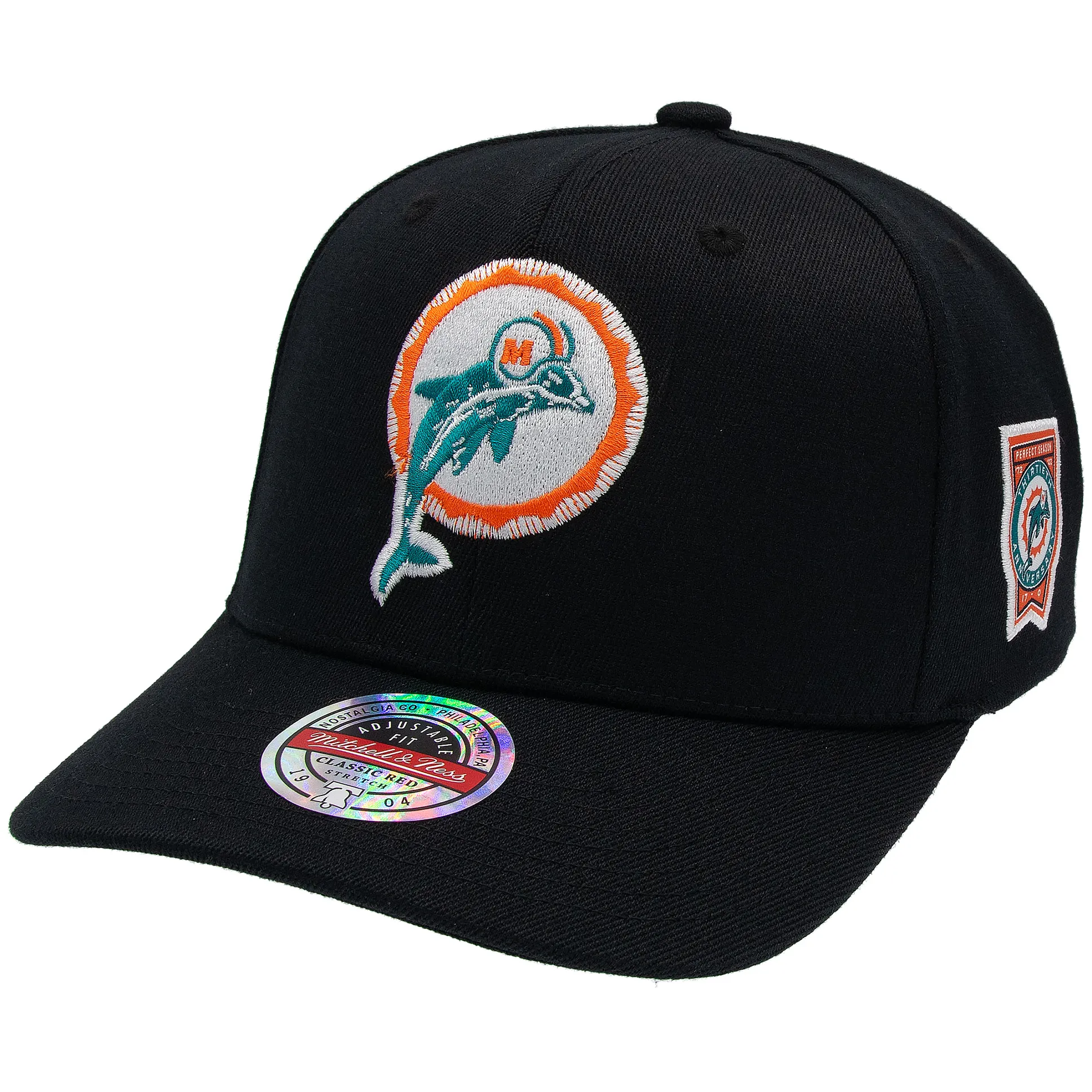 Miami Dolphins NFL Mitchell & Ness Black Out Classic Red Snapback