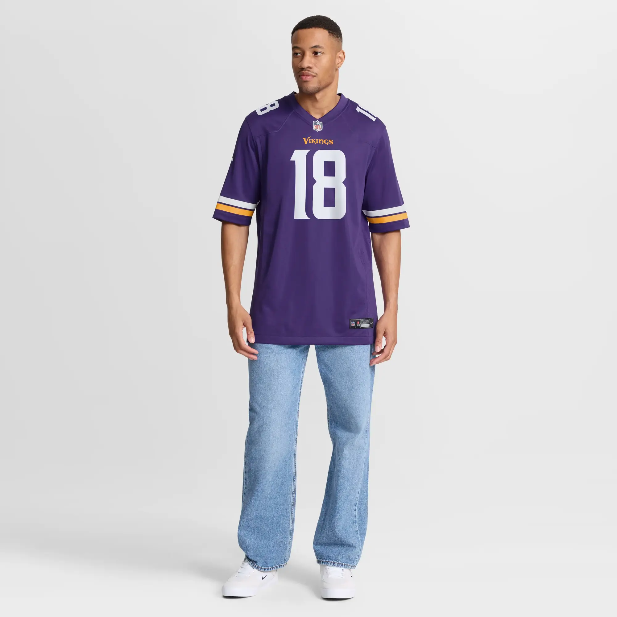 Justin Jefferson #18 Minnesota Vikings NFL Football Nike Home Game Trikot Lila