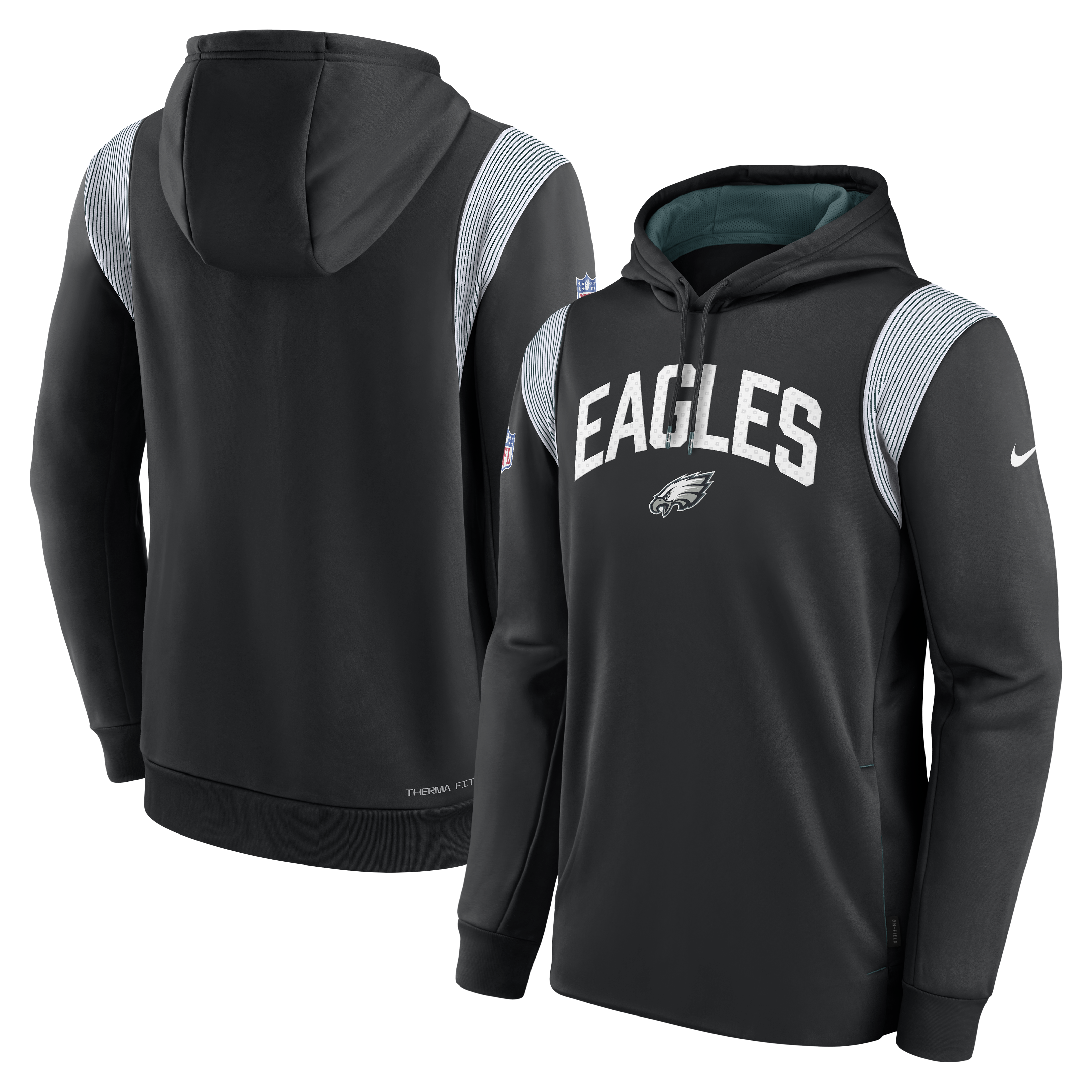 Philadelphia Eagles NFL Nike On-Field Sideline 2022 Therma-FIT Hoodie Schwarz